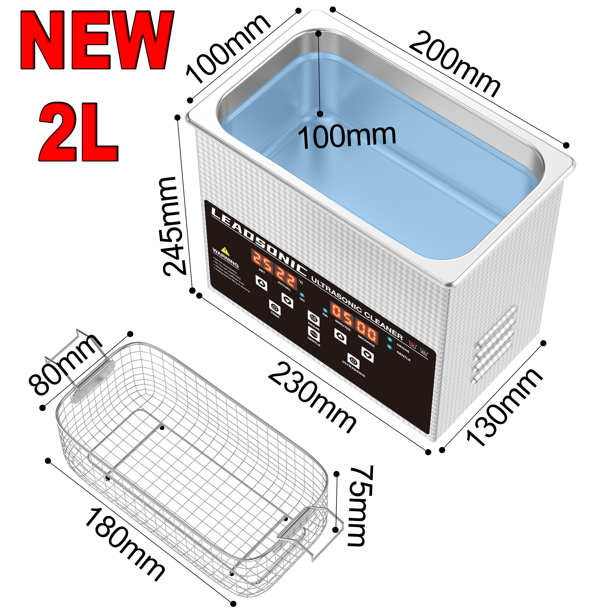LEADSONIC 新しい 2L 超音波クリーナー 60 ワット Lave-Dishes ポータブル洗濯機食器洗い機超音波家電 220V EU プラグ