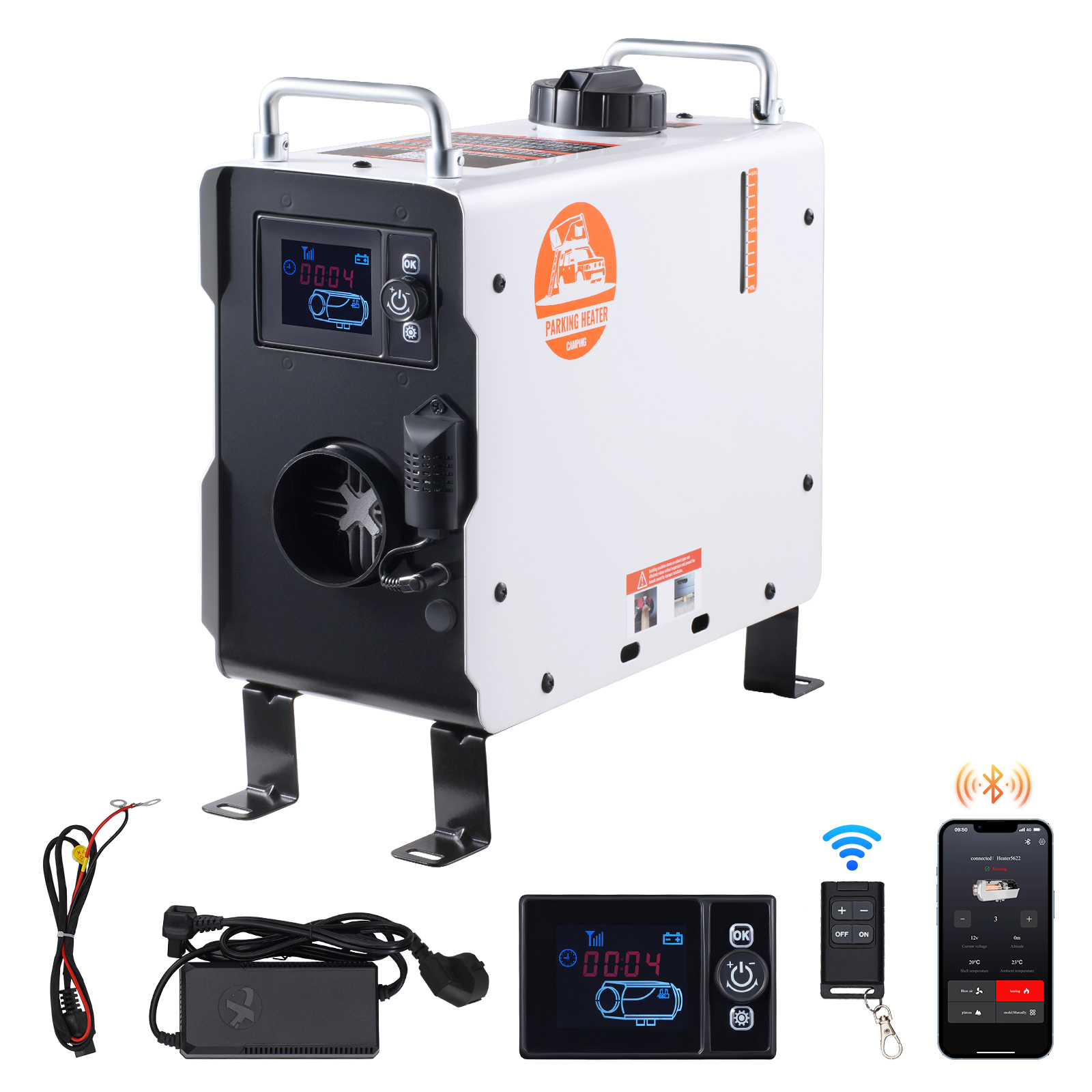 SucceBuy 2KW ディーゼル ヒーター 12 V/24 V オールインワン ディーゼル エア ヒーター リモコン表示画面 CO 警報付き 車両用