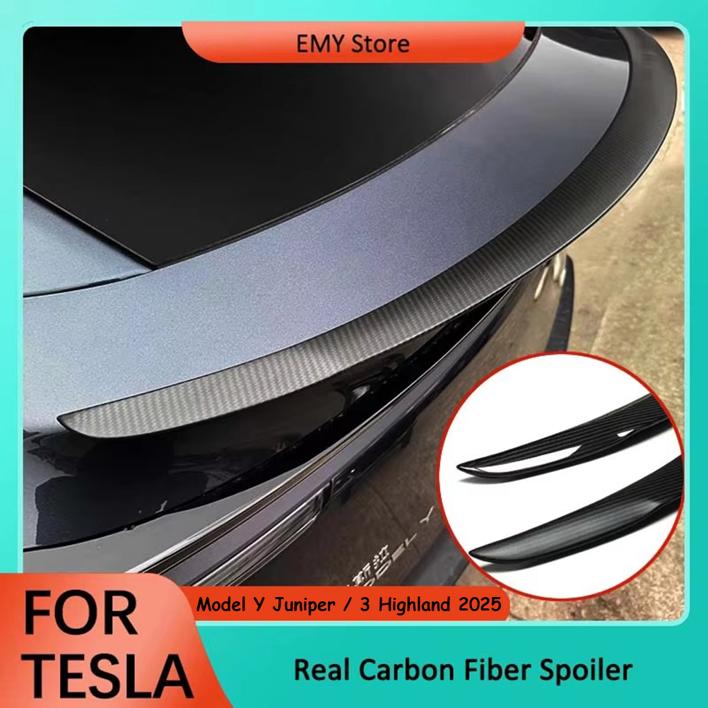テスラモデル Y ジュニパー 2025 最新 100% リアルカーボンファイバースポイラー高性能 2024 Model3 ハイランドトランク翼アクセサリー
