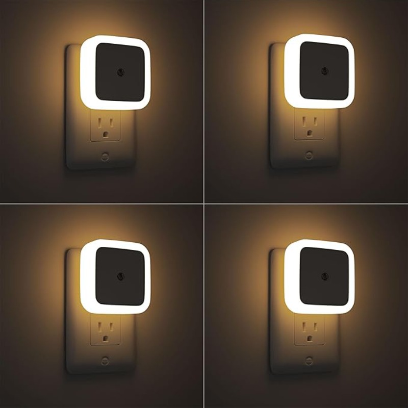 1/4 個 LED ナイトライトストリップ、自動夕暮れから夜明けまでセンサー付き、廊下、寝室、キッチン、階段のルームライトに最適