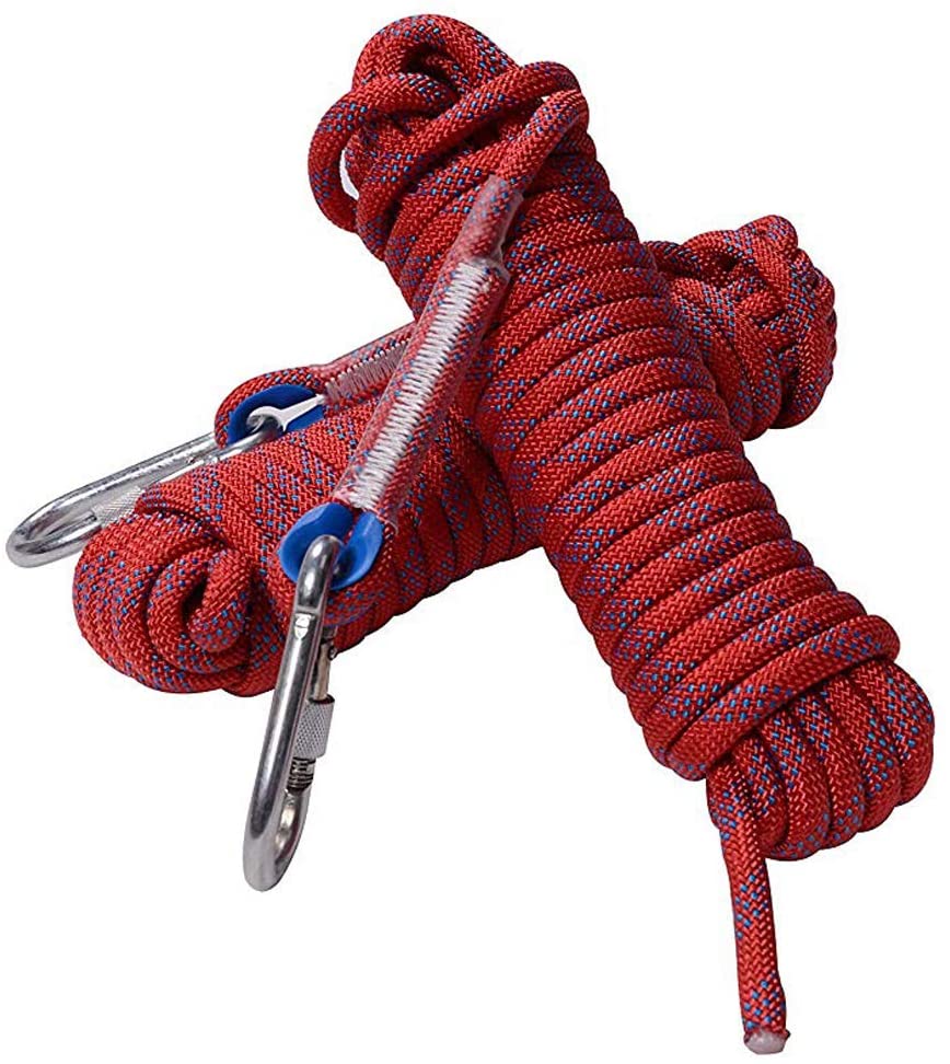 ロッククライミングロープ 10mm - 32 フィート 屋外安全高強度ラペリングロープ ハイキング、登山、トレーニング用
