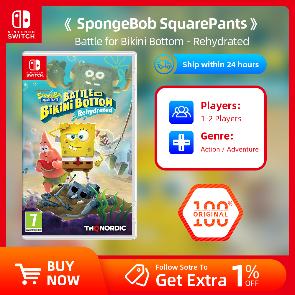 Nintendo Switch ゲームセール - スポンジ・ボブ: ビキニボトムの戦い - 水分補給 - SW 用ゲーム カートリッジ物理カード