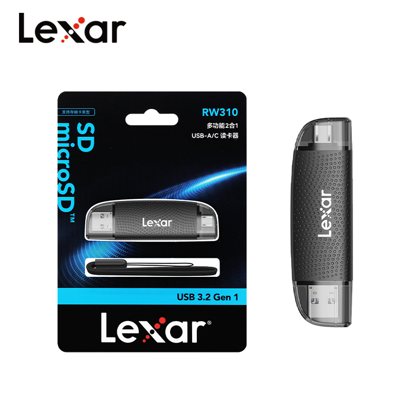 オリジナル Lexar USB 3.2 デュアルスロット USB-A Type-C メモリカードリーダー最大 205Mb/s SD カードリーダーおよび MicroSD TF カードリーダー