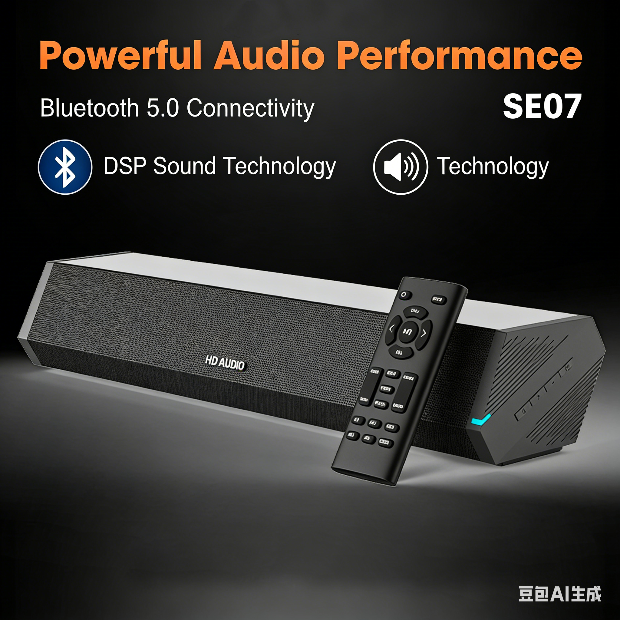 SE07 ホームシアター サウンドバー、50W 強力なオーディオ Bluetooth 5.0