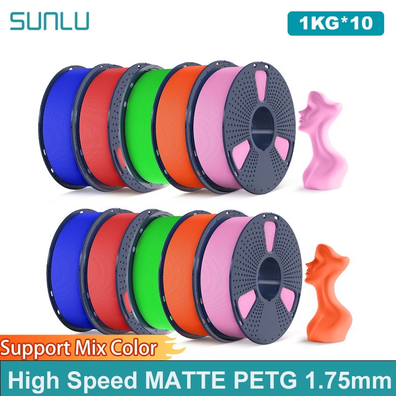 SUNLU 10KG 高速マット PETG フィラメント 1.75mm 1000g スプール (2.2ポンド) 高速印刷フィラメント ほとんどの FDM プリンターに適合