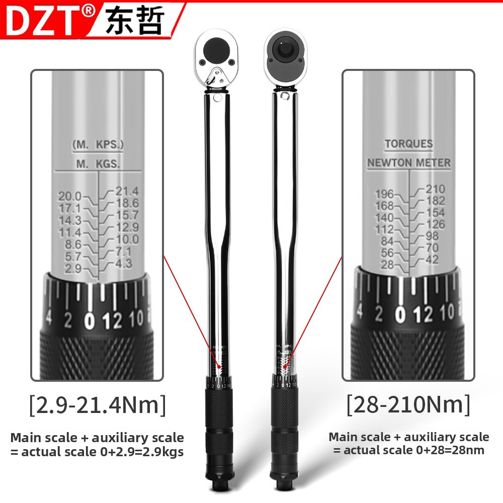 1/2 インチドライブ高精度トルクレンチ 28-210Nm - 自転車メンテナンス用に調整可能なクロムメッキ