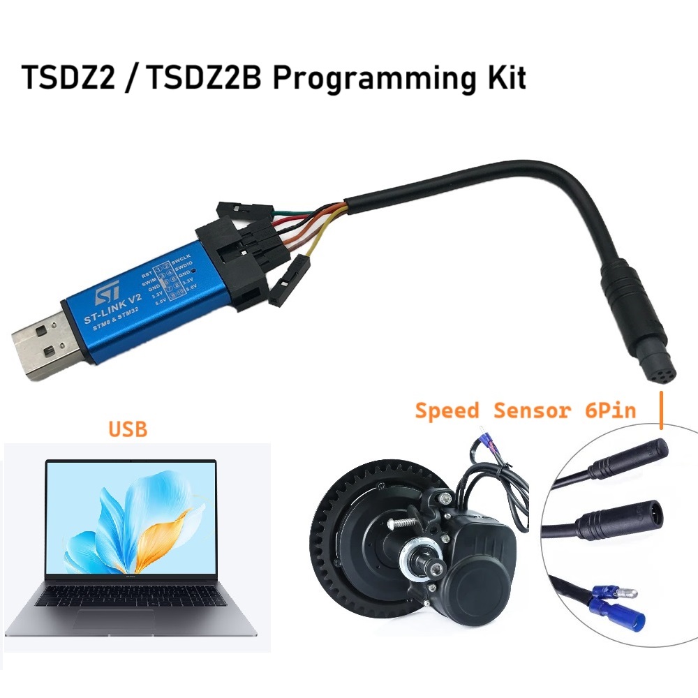 Tongsheng TSDZ2 TSDZ2B オープンソースファームウェアアップデート OSF 媒体ドライブモーター点滅 ST-Link V2 USB プログラミングケーブル