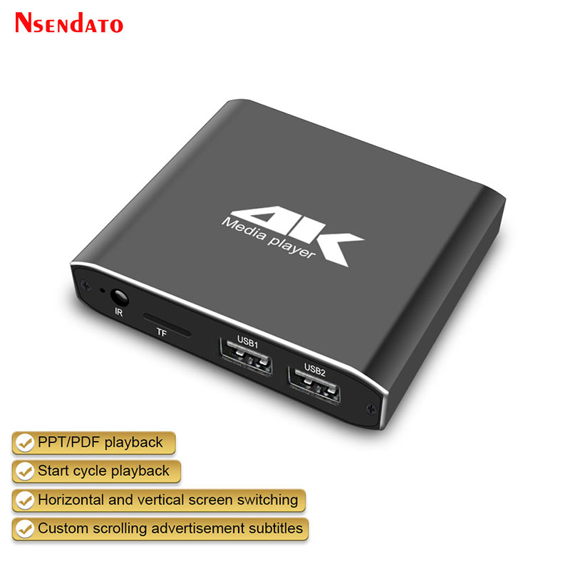 4K H.265 広告 HD メディアプレーヤーミニ 1080P フル HD MP4 ビデオマルチメディア HDD プレーヤーマイクロ SD TF カード USB ディスクペンドライブ