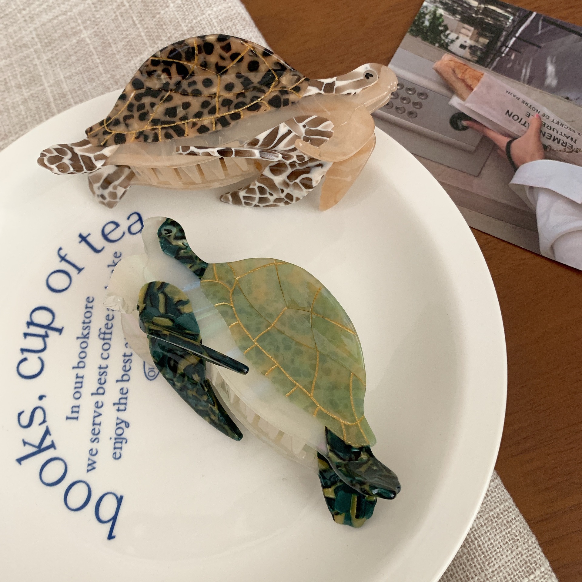 DuoShang 新オーシャンシリーズ亀の毛爪アセテート爪クリップ海洋動物カニヘアクリップ女性ガールズヘアアクセサリー