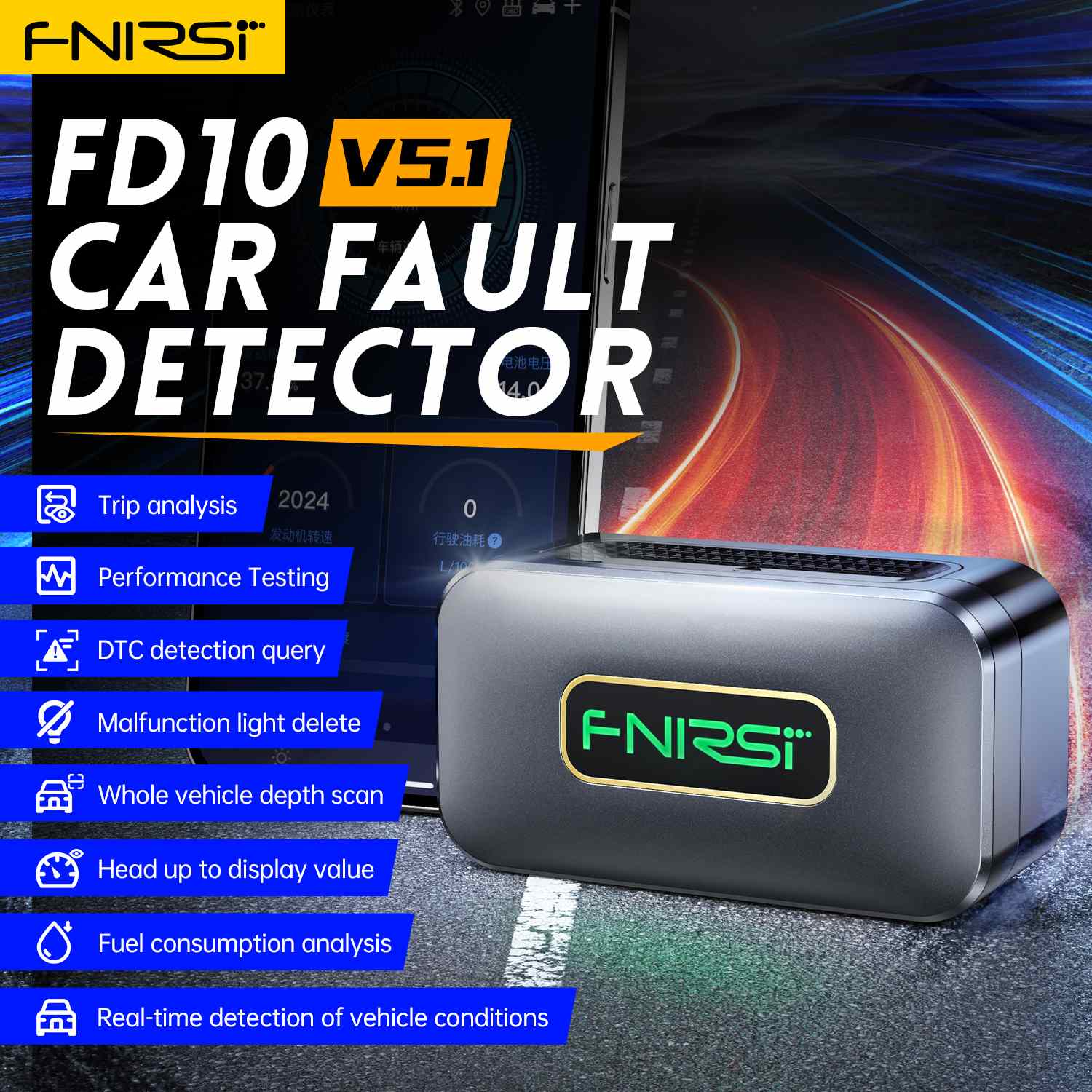 FD10 車 OBD2 スキャナコードリーダークリアエラー OBD 診断ツール IOS Android BluetoothV5.1 チェックエンジンライト車の修理