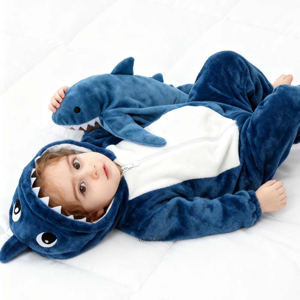 パンダサメヒョウ猿キツネベビーロンパース男の子女の子pijamas動物漫画フード付きジャンプスーツコスプレ衣装休日服