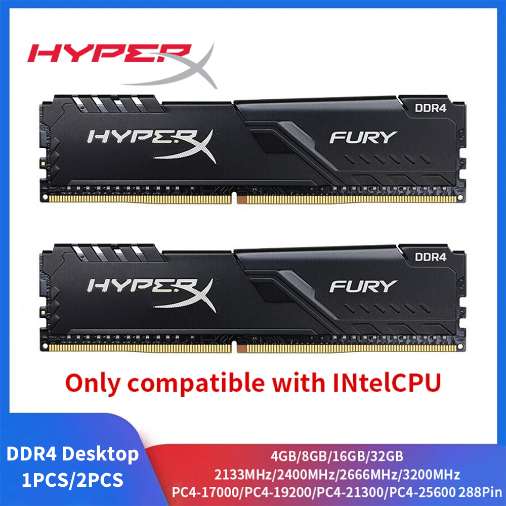 HyperX Fury メモリ DDR4 8GB 16GB 4GB RAM 3200MHz 2666MHz 2400MHz 2133MHz デスクトップ用 RAM 1.2V DIMM PC-21300 25600