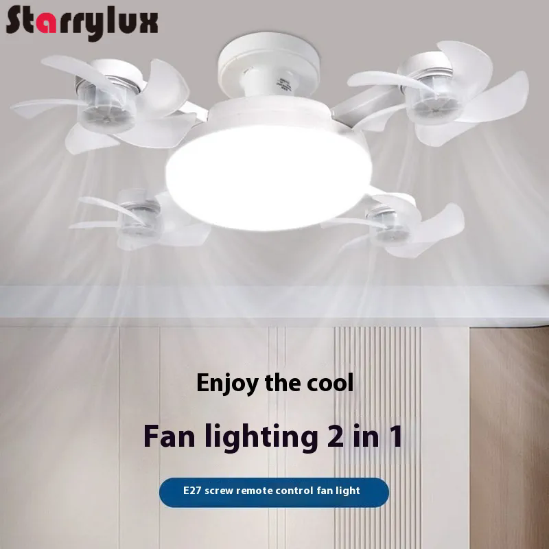 LED スマートサイレントファンライト E27 ネジ付きクリエイティブ 3/4/5 ヘッドリモコン制御 3 速度調整可能家庭用リビングルーム寝室用