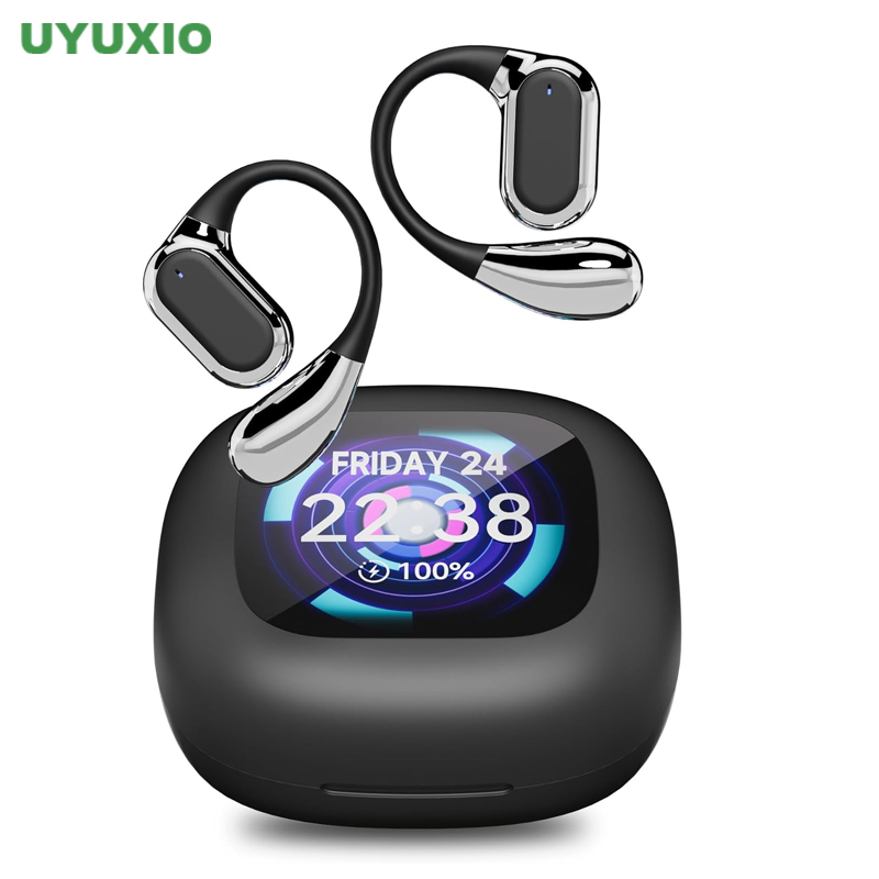 UYUXIO AI 翻訳イヤホン OWS リアルタイム翻訳イヤフォン 144 言語付き イヤフォン LCD タッチスクリーンヘッドフォン付き