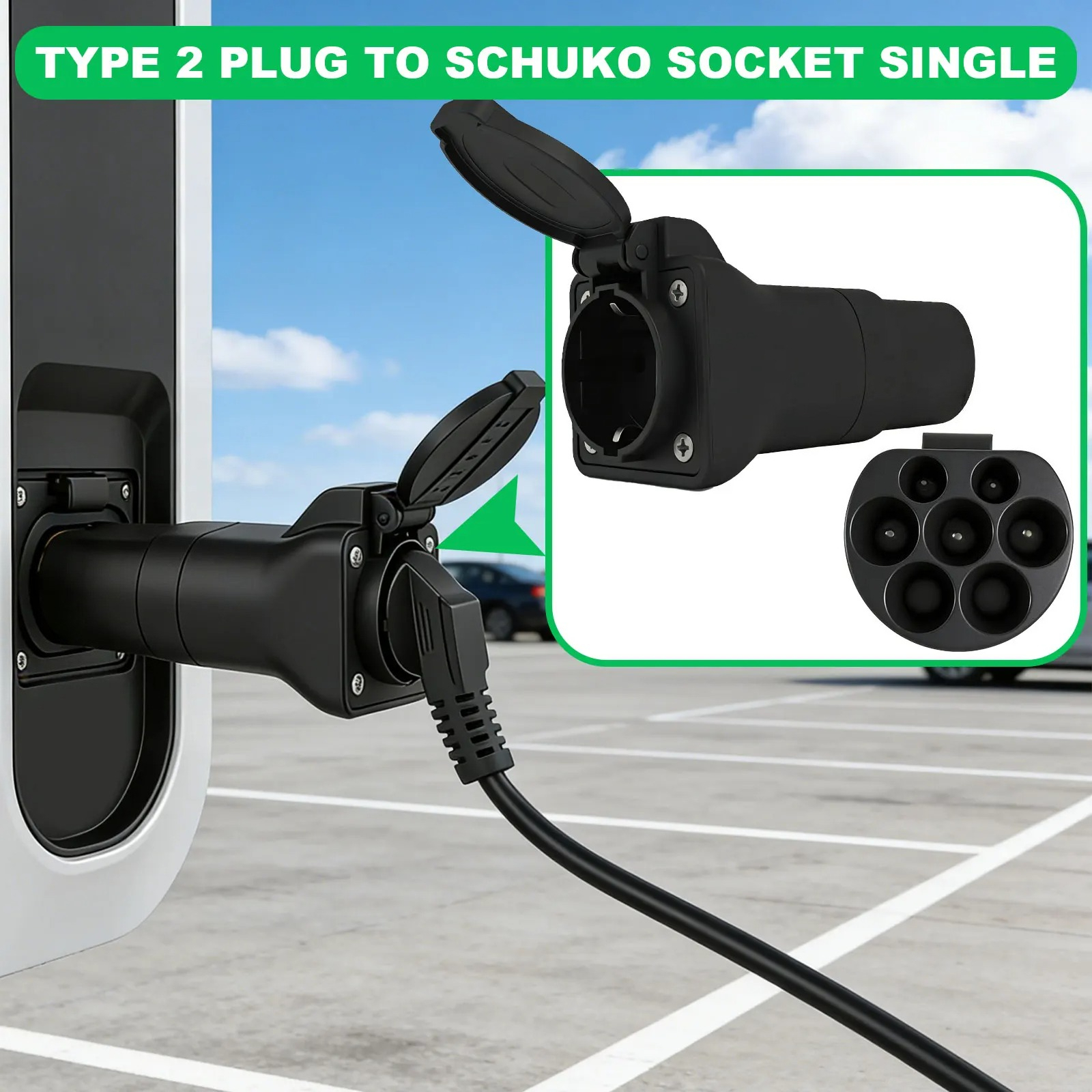 ポータブル EV 充電アダプタ 220V タイプ 2 オスプラグ - Schuko ソケットコンバータ IEC 62196-2 充電ステーション電動スクーター用