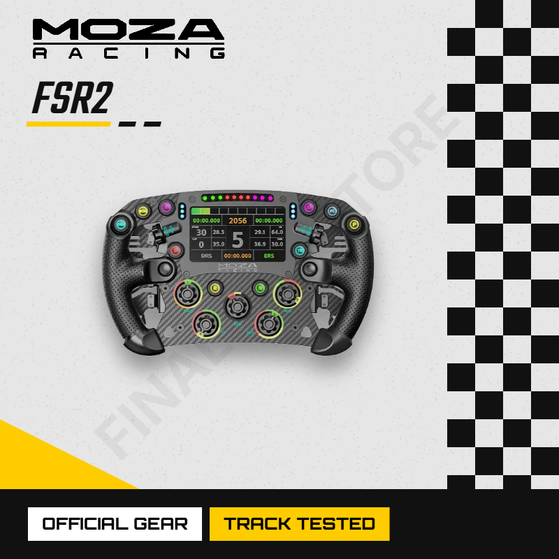 MOZA Racing FSR2 フォーミュラホイール HD タッチスクリーンデジタルダッシュ 280 ミリメートルカーボンファイバー Sim レーシングステアリングホイール 6 RGB パドル付き