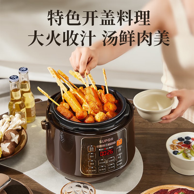 2.5L電気圧力鍋 こびりつきにくい内釜付き ミニ圧力鍋 家庭用炊飯器 片手内釜
