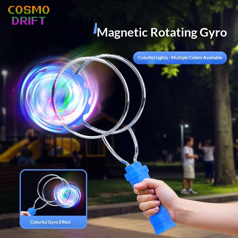 磁気ライトアップこまハンドヘルド回転ジャイロカラフルな LED ライト磁気トラックマジックヨーヨー子供のための屋内屋外遊び