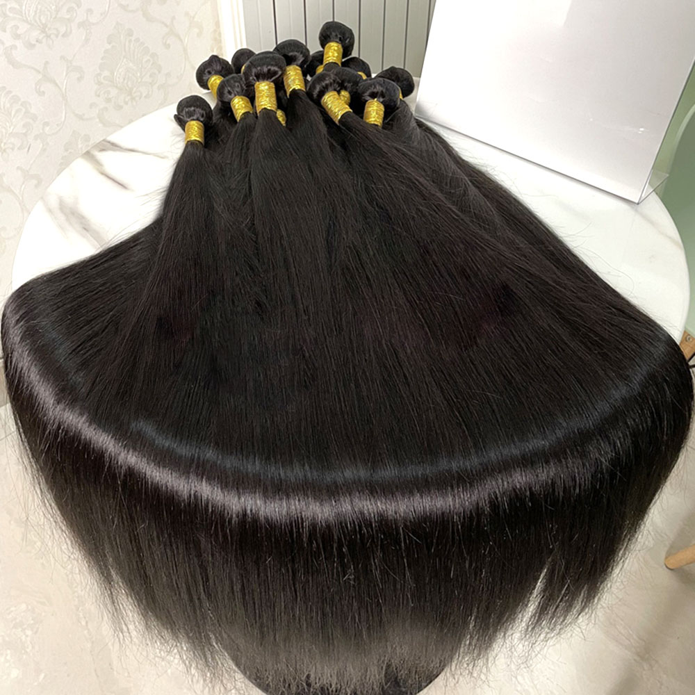 ベトナム骨ストレート人毛バンドル二重描画ブラジルヘアエクステンション生毛織りバンドル人毛