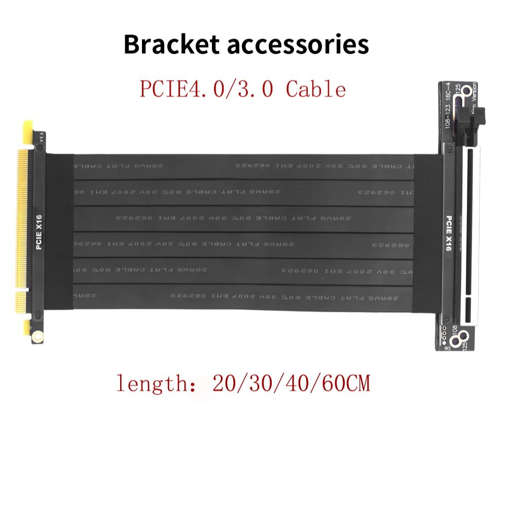 TISHRIC 20/30/40/60CM PCIE 4.0 3.0 X16 ライザーケーブル 産業用シールド付き高速フレキシブル90°ビデオグラフィックカード延長コード