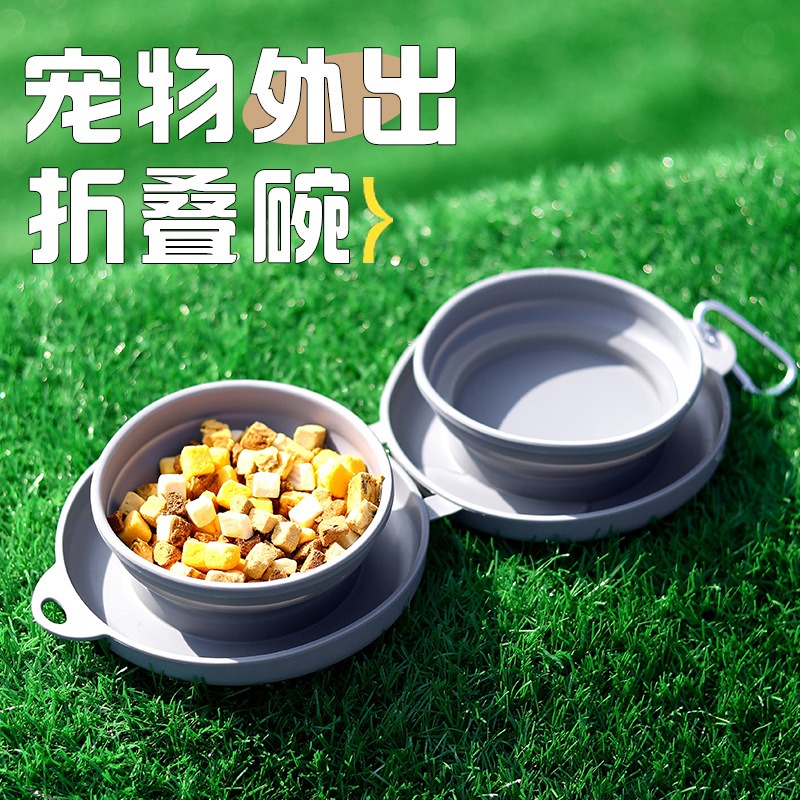 ペット折りたたみダブルボウル猫犬洗面器折りたたみ給餌ボウル TPE ボウル屋外ポータブルペット