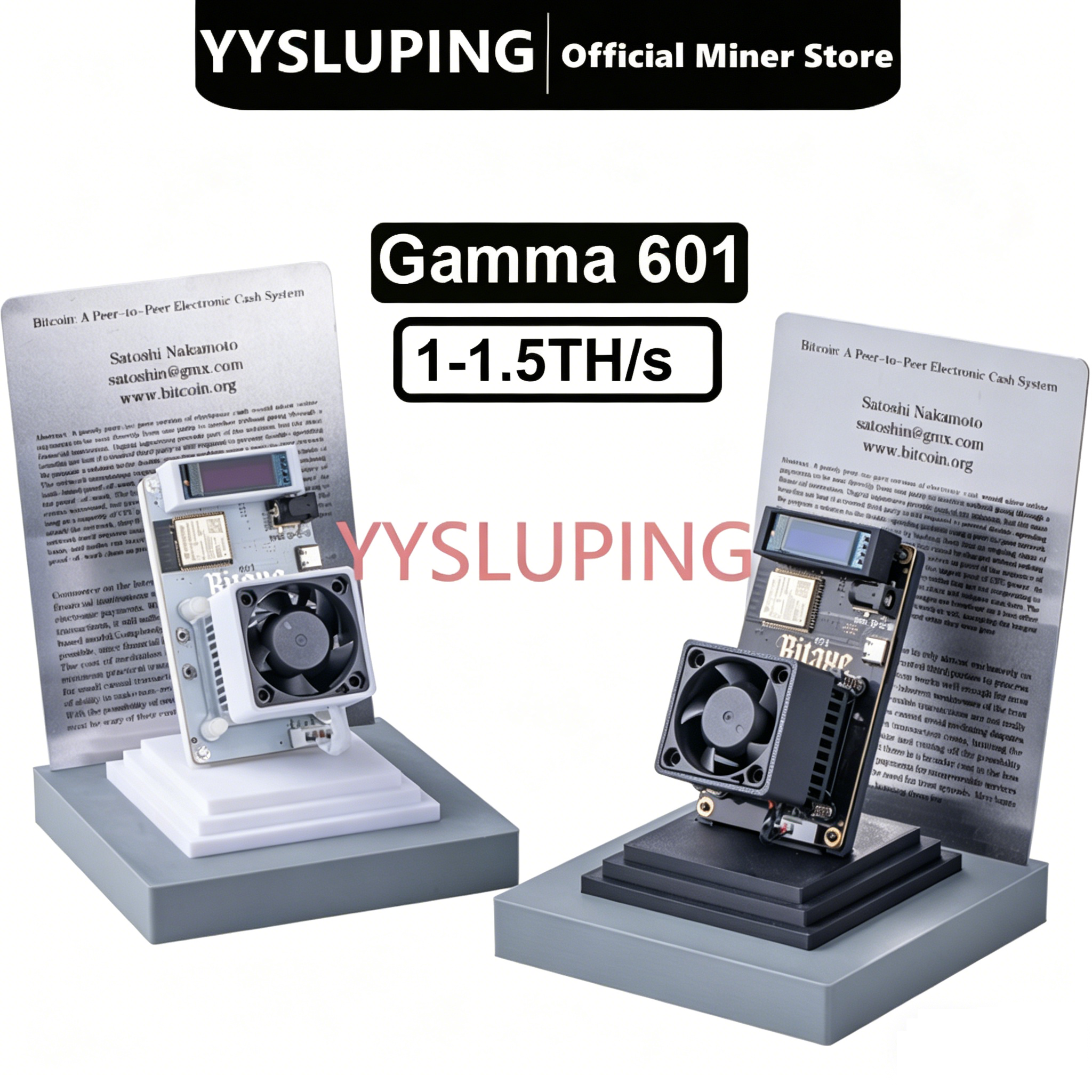 YYSLUPING ガンマ 601 BM1370 オープンソース 1-1.5TH/S ハッシュレート ビットコインマイナー 2.4G WiFi 低電力 18W ソロ BTC マイニングマシン PSU 付き