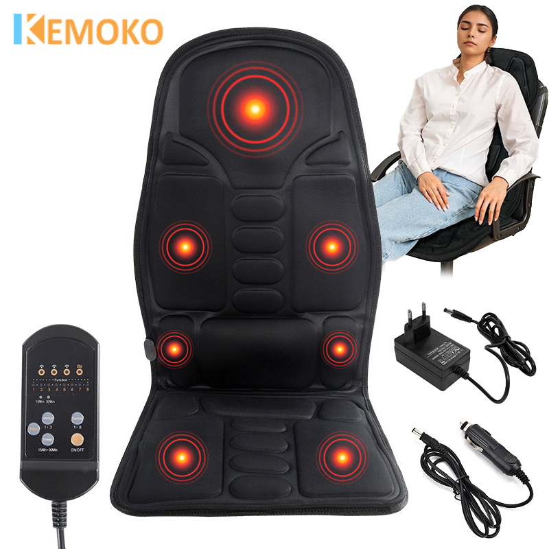 Electric Back Car Massage Chair Full-Body Massage Cushion Heating Vibrator for Car Home Office Lumbar Neck Mattress Chair Mat