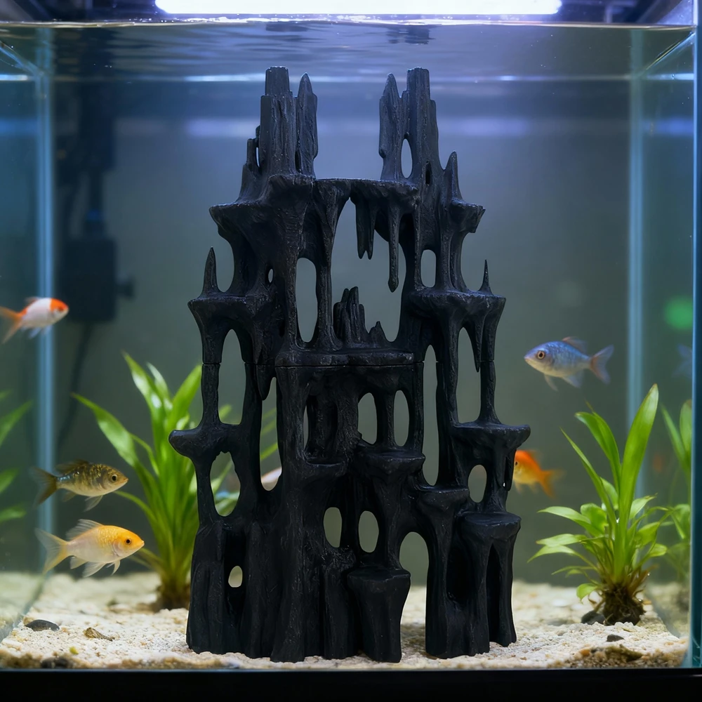 3D プリント水族館マウンテンビュー石水槽装飾飾り小魚エビ遊び隠れ家築山風景
