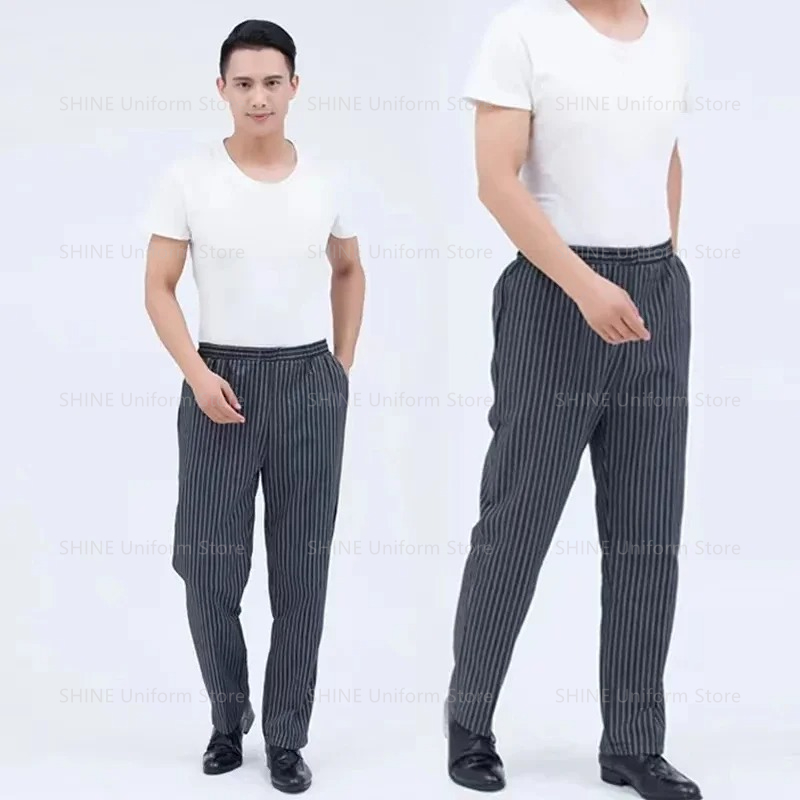 男性レストランコックシェフパンツ作業軽量黒キッチンシェフズボンアクセサリーシェフボトムス制服女性食品サービス