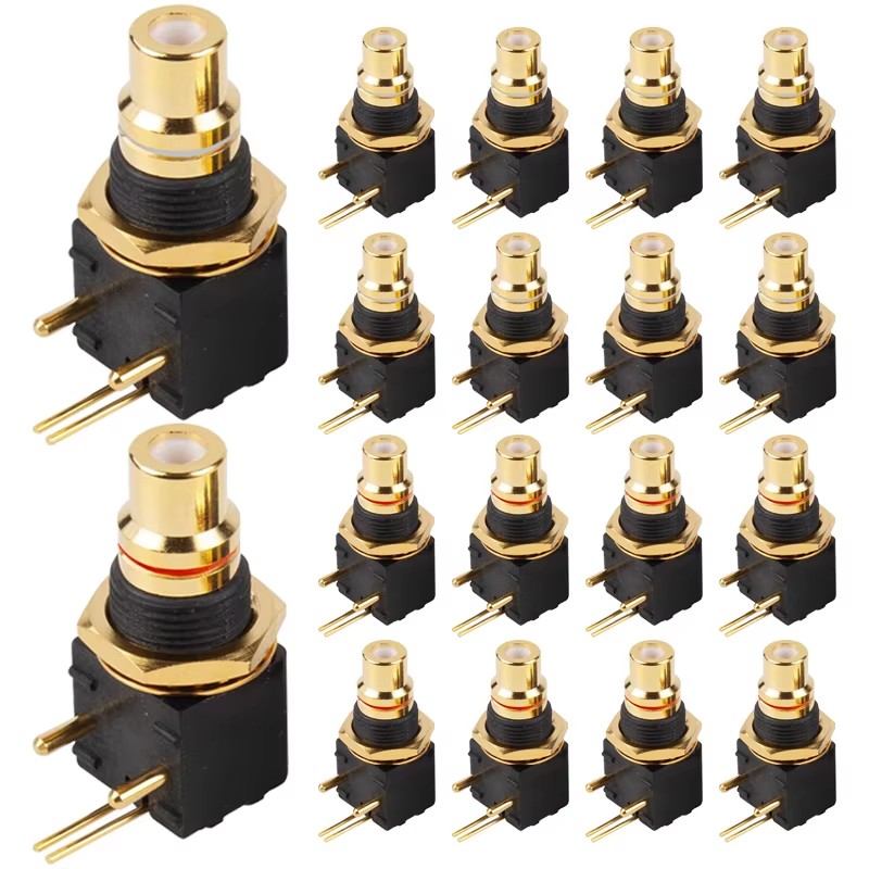4 個真鍮 RCA コネクタメスソケット PCB パネルマウントはんだごてアダプタ