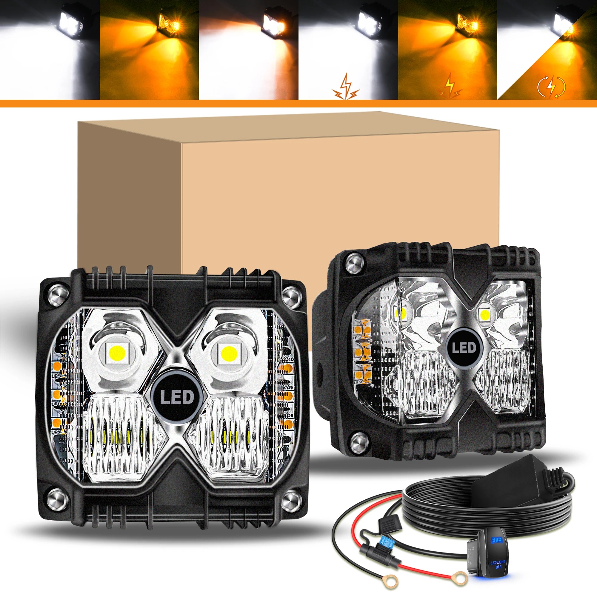 1 個 4 インチデュアルサイドシューターライト DRL ソリッドストロボオフロード LED 補助ライト 12V DC トラクタープラウトラック SUV ATV 車用