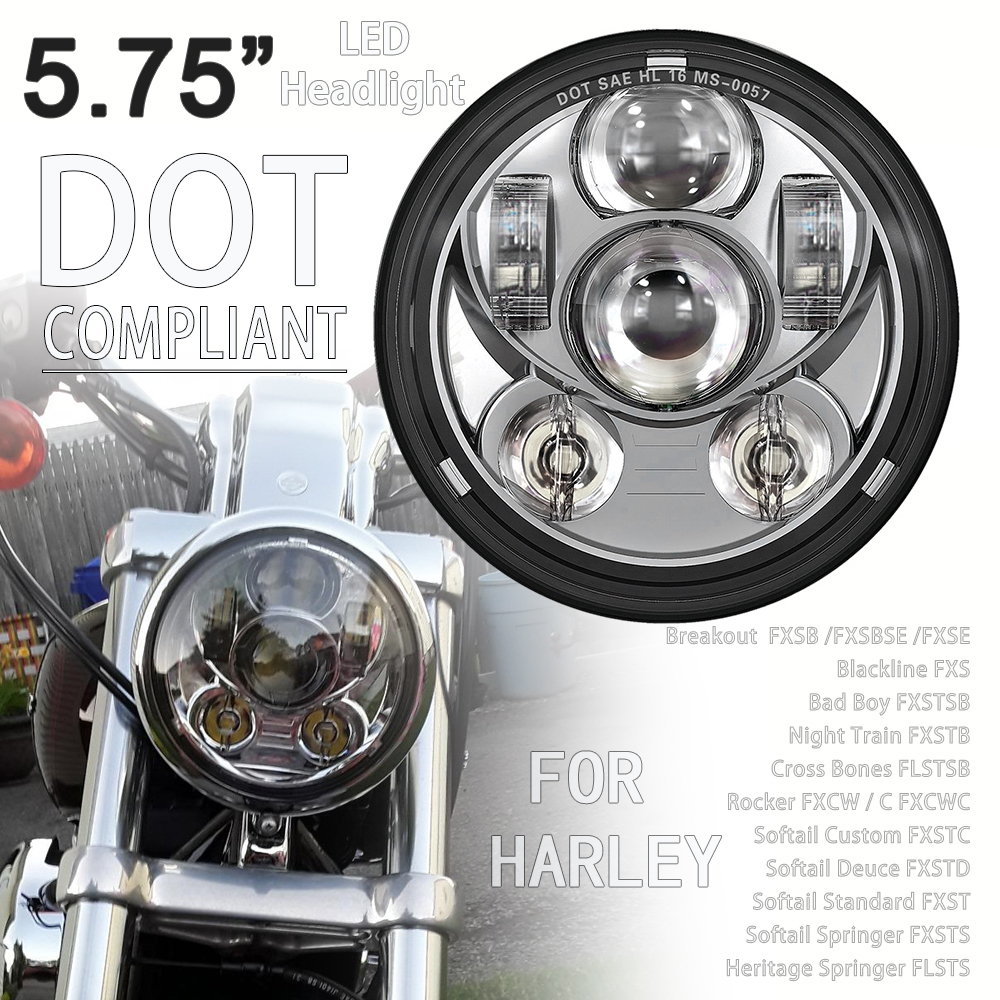 5.75 "E24 ドット LED ヘッドライトヘッドランプハーレーソフテイルブレイクアウトヘリテージスプリンガーナイトトレインカスタムデュース標準オートバイ