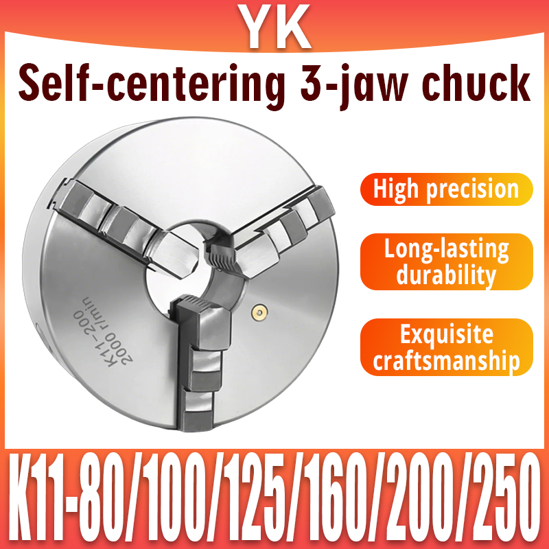 K11 三爪チャック K11-80/100/125/130/160/165/200 旋盤用セルフセンタリング精密チャック