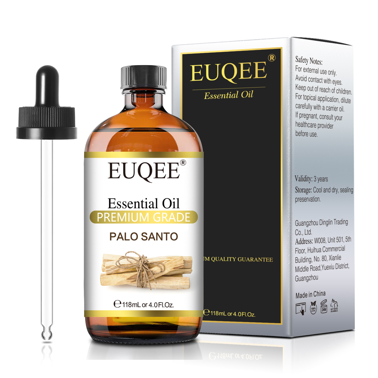 EUQEE 118 ミリリットルエッセンシャルオイルパロサントアロマセラピーエッセンシャルオイルディフューザーソープキャンドル作成芳香剤 – スポイト付き