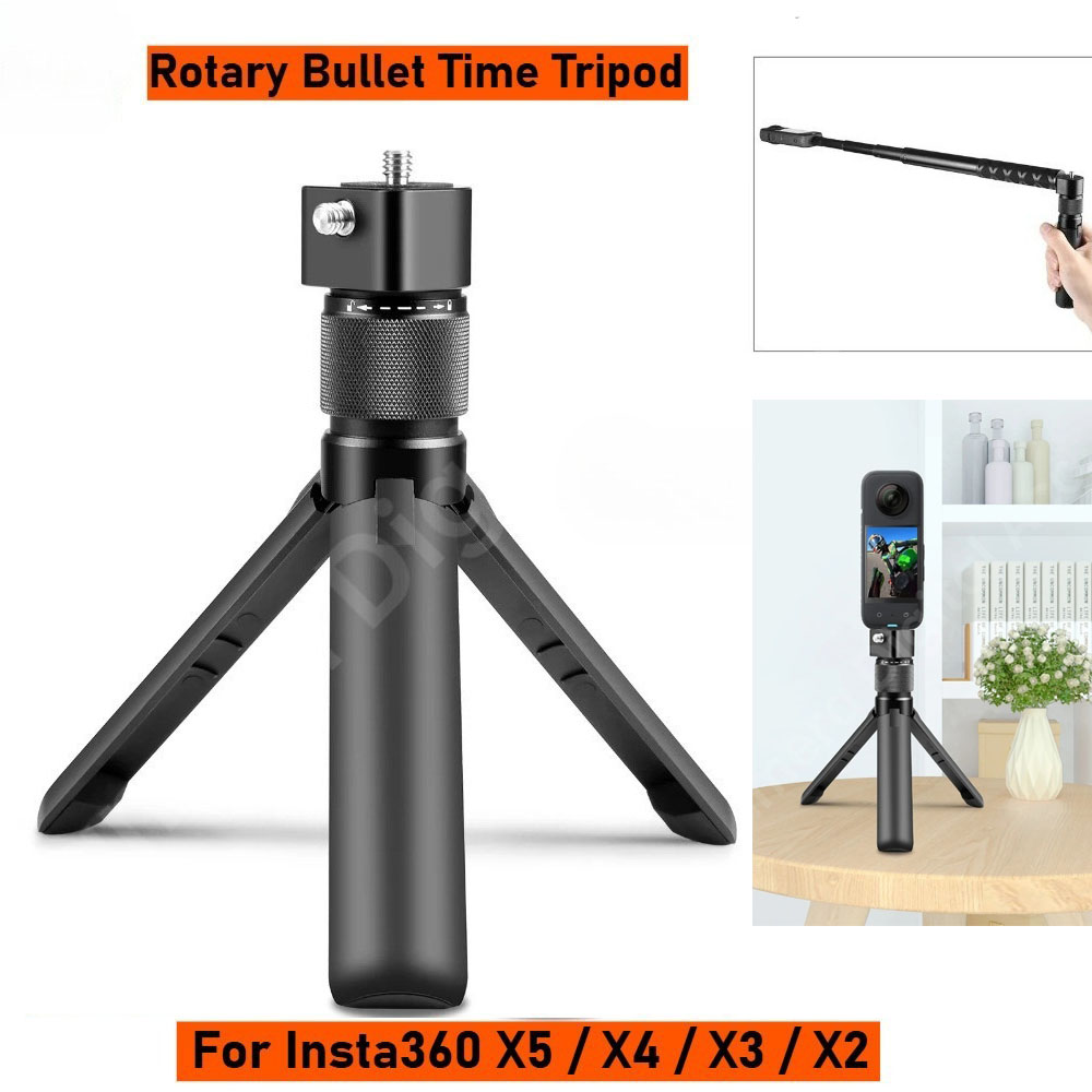 バレットタイムハンドル多機能折りたたみ三脚 1/4 ネジ付き Insta360 X5 X4 Air DJI OSMO 360 ロータリーバレットタイム三脚