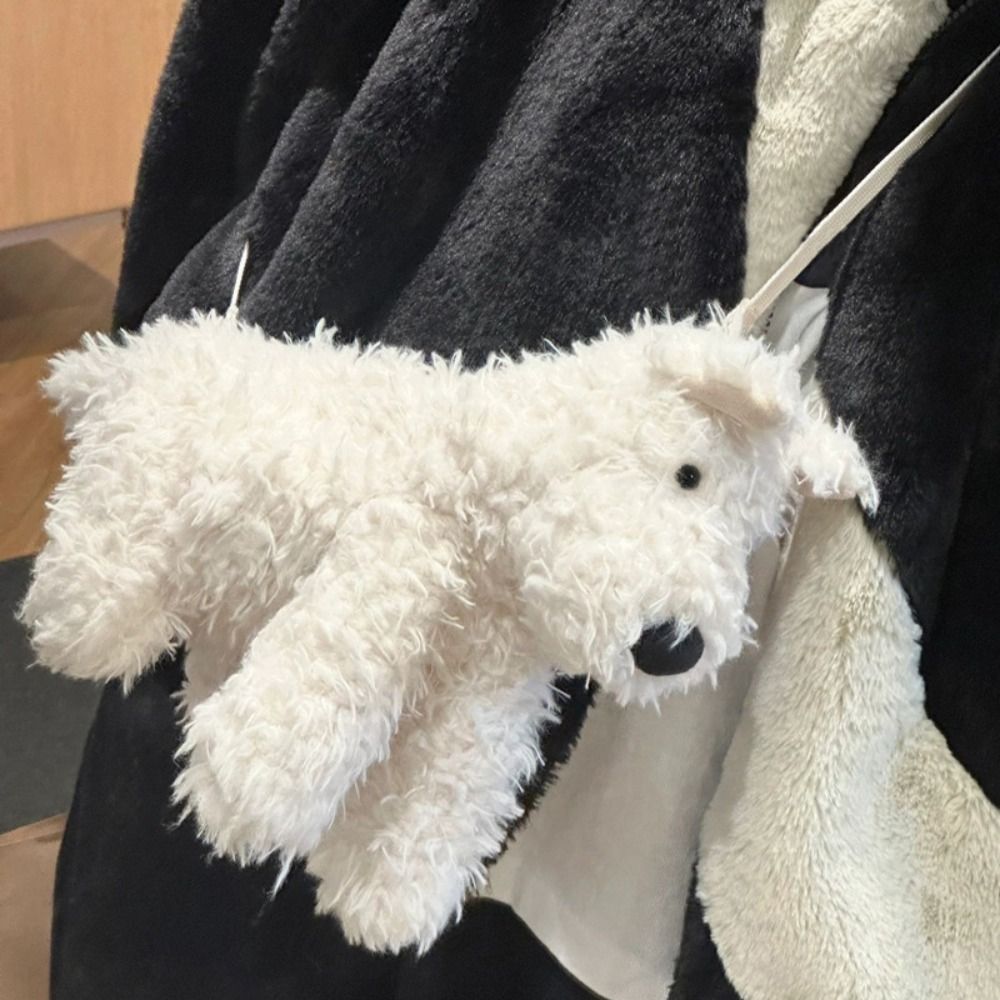 かわいいウエストハイランド子犬ショルダーバッグふわふわかわいいクロスボディバッグぬいぐるみトートガール