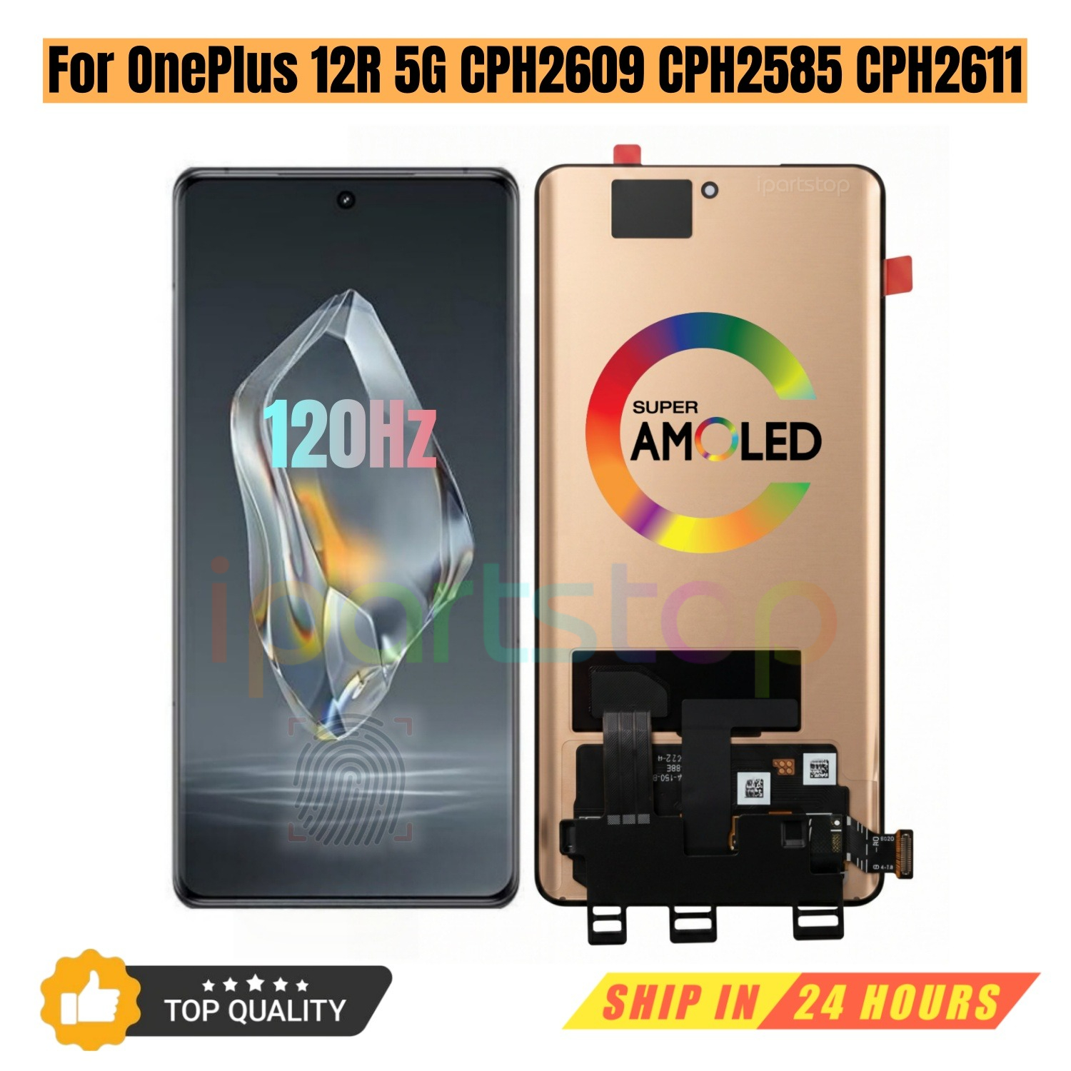 iParts 交換用新しいディスプレイ OnePlus 12R 5G CPH2609 CPH2585 CPH2611 1 12R 120Hz AMOLED タッチスクリーンアセンブリ OEM