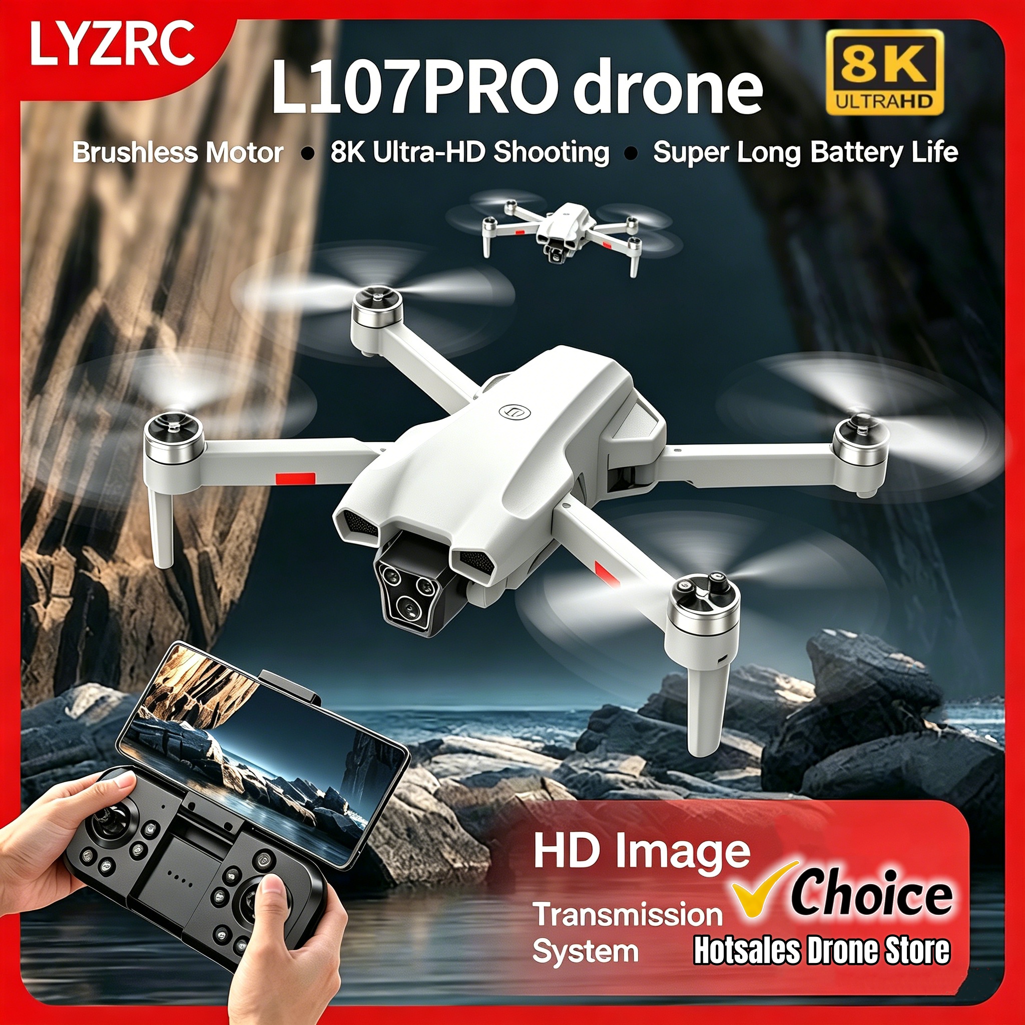 新しい L107 プロドローン 8 18k 航空写真ブラシレスモーター 20 分ロングバッテリー寿命オプティカルフローホバーリモコン航空機おもちゃ