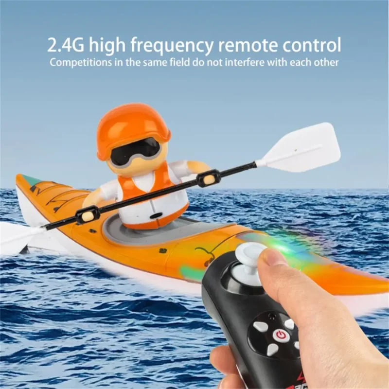 2.4 グラム RC ボートレースパドリング水漕ぎカヤックライト 360 運転デュアルモード防水マルチプレイヤーゲーム船屋外子供のおもちゃ