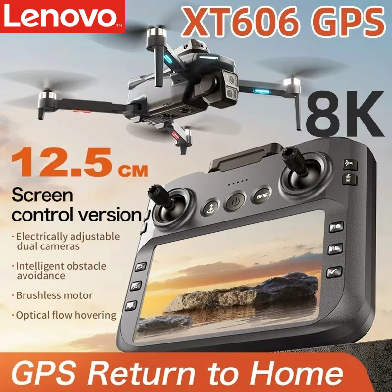 レノボ XT606 GPS ドローン 4K プロフェッショナル 8K HD デュアルカメラジンバル 360°障害物回避ブラシレス RC クワッドコプタードローンおもちゃ