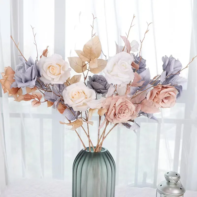 80 センチメートルロング人工シルクローズフラワーレトロバラ造花 DIY ウェディングクラフトブーケ目玉パーティーホームデコレーション