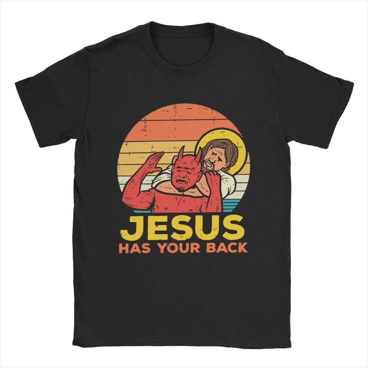 イエスはあなたの背中柔術レトロクリスチャン Tシャツ女性と男性のコットンヴィンテージ半袖 Tシャツプラスサイズトップス