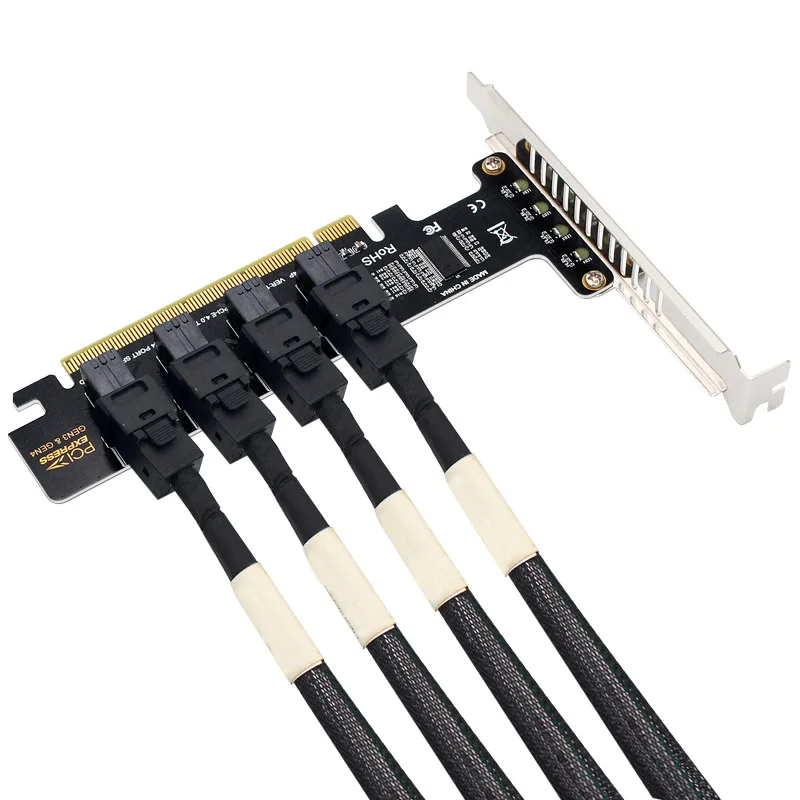 PCI-E U2拡張カードによるストレージの強化、PCIe X16から4つのNVMe U.2 SSD SFF-8643カード、PCIe 4.0分割カード