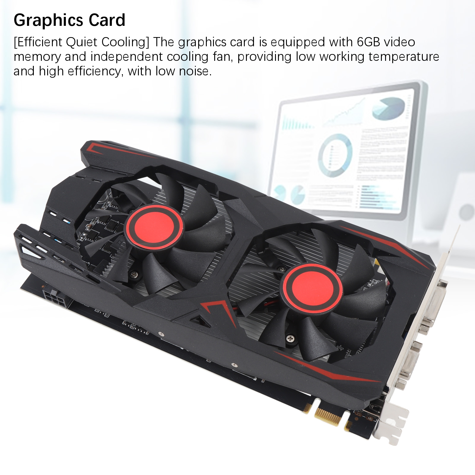 グラフィックカード 6GB GDDR5 192ビット デュアルファン PCIe 2.0 x16スロット DVI、VGA、HDマルチメディアインターフェース対応 ゲーミンググラフィックカード