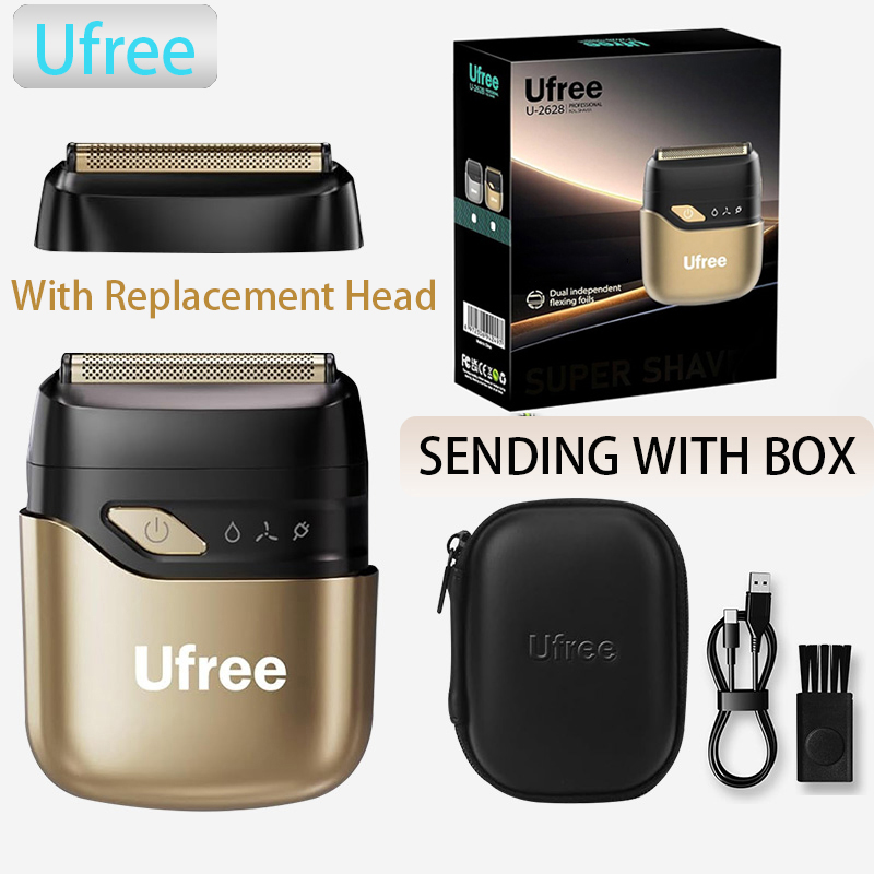 Ufree 男性用ホイルシェーバー、アップグレードされた電気かみそり、4 つのフローティングブレード付き充電式メンズシェーバー、LED ディスプレイ USB-C トラベル R
