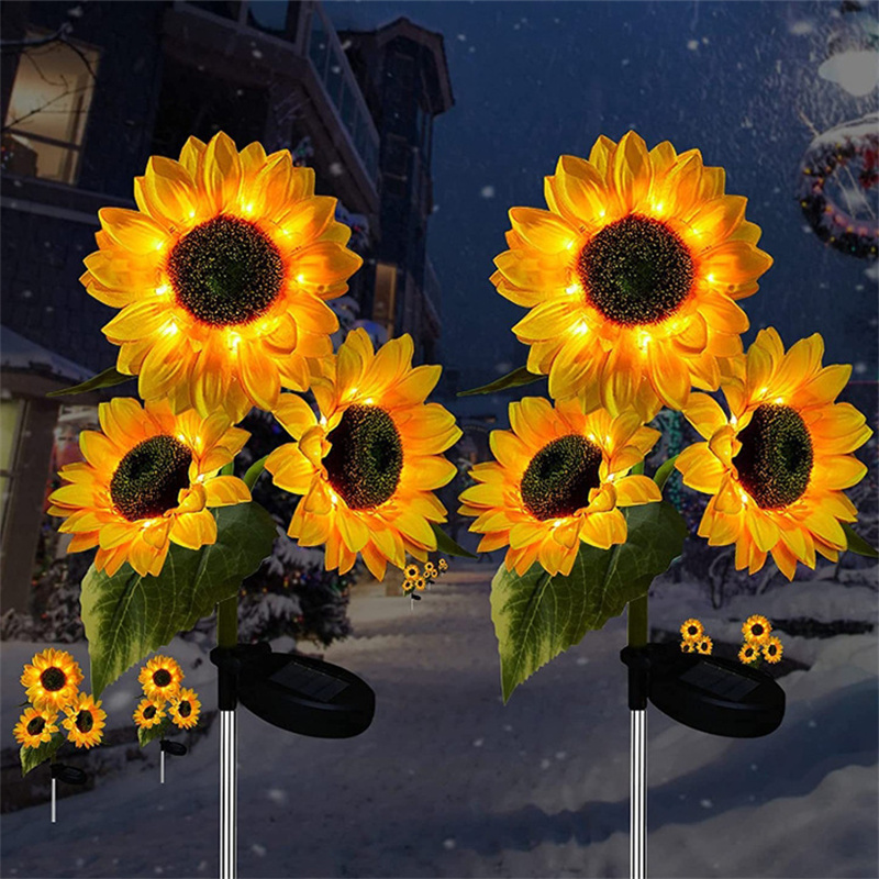 3 ヘッド 1 ヘッドソーラーシミュレーションひまわり LED ライト庭の庭の芝生​​ナイトライト風景ランプ装飾クリスマスフラワーライト