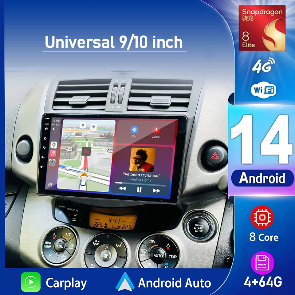 ユニバーサル 9/10 ''2 Din CPU A18 アンドロイド 14 カーラジオマルチメディアステレオ受信機 Carplay トヨタ現代起亜 VW オートラジオ新しい