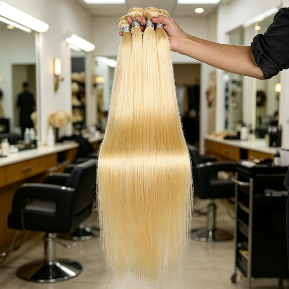 ブロンド 613 骨ストレートバンドルベトナム生毛バンドル織り人毛バンドルフルエンドダブル横糸ヘアエクステンション