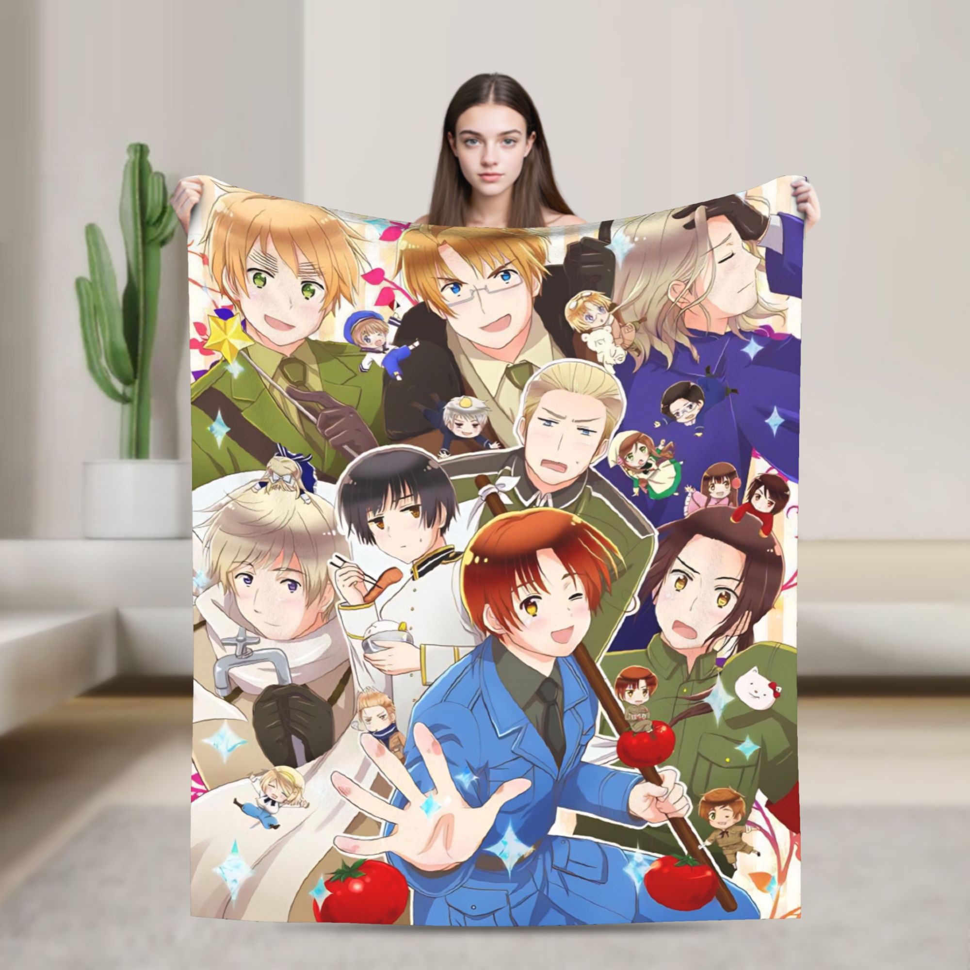 ヘタリア Axis Powers アニメ スローブランケット ソファ用 ソフトで居心地の良いぬいぐるみブランケット 50x60 インチ 複数サイズ ベッドスプレッド オールシーズン対応