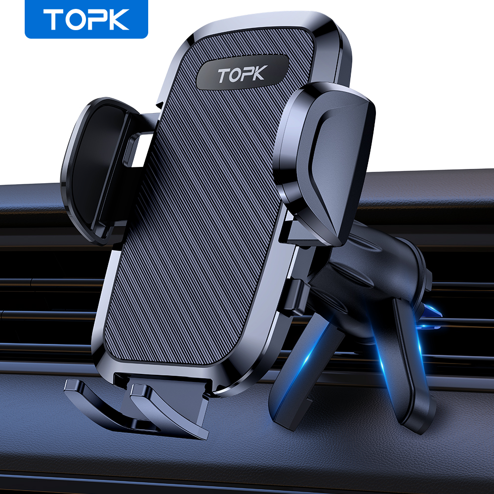 TOPK D36-S 車載電話ホルダーマウント [アップグレードされたサポート機能] 金属フック携帯電話ホルダー 車の通気口用 すべての電話用